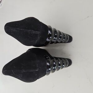 YSL Authentic Black Peep Toe Platform Wavy Wedges